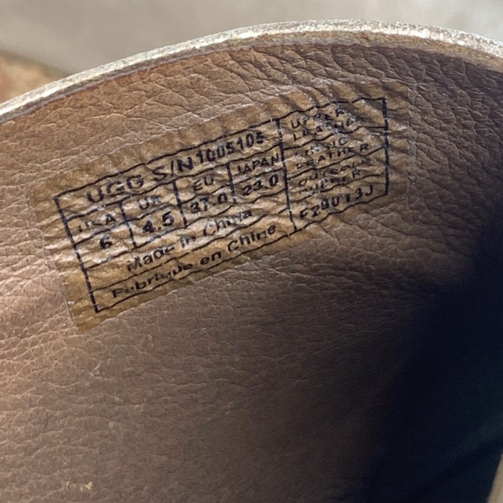 UGG Metallic Gold Cork Wedge Sandals Heel Peep Toe Women's Size 6 - Picture 10 of 11